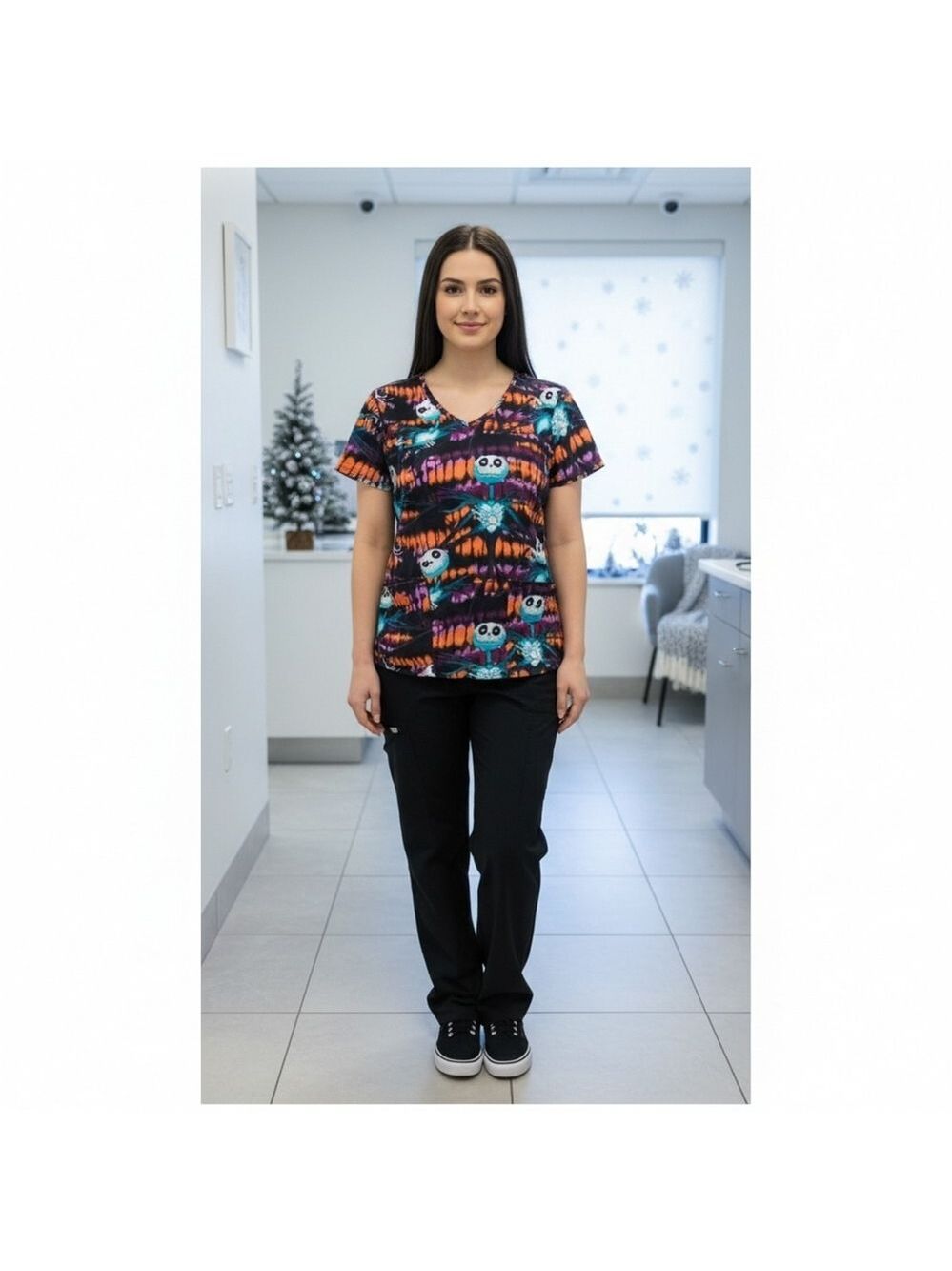 Disney Nightmare Before Christmas Scrub Top Size Medium